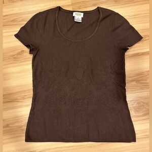 Talbots women’s knit brown floral tee, size M